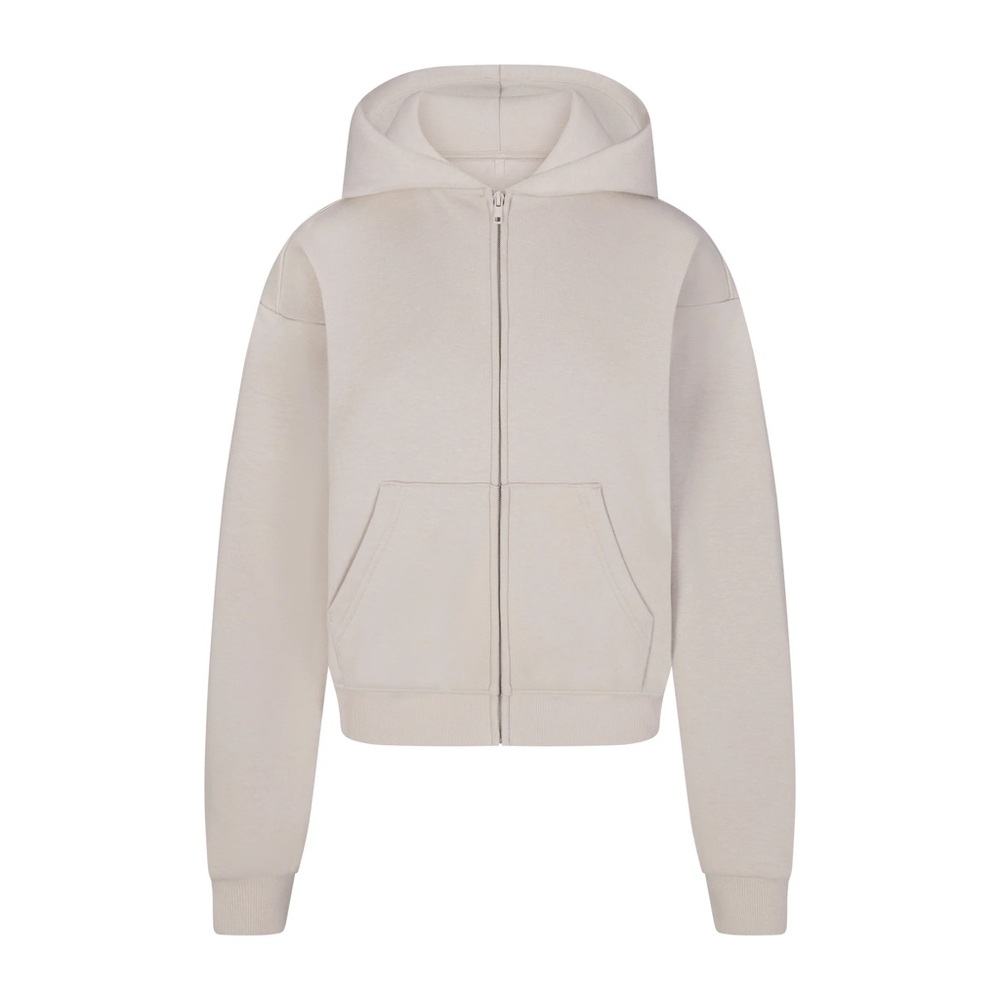 SKIMS 	COTTON FLEECE CLASSIC ZIP UP HOODIE | STONE × 1